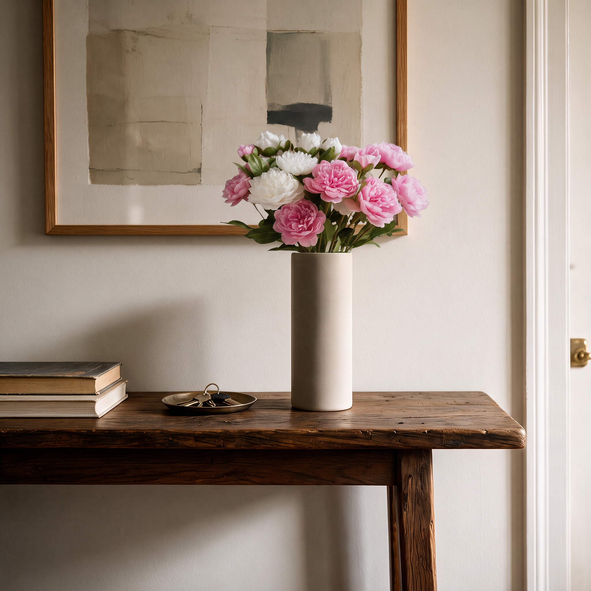 Kunstig Pionbukett Rosa & Hvit