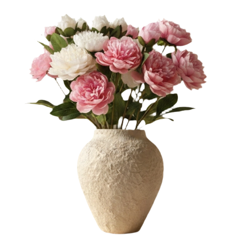 Kunstig Pionbukett Rosa & Hvit