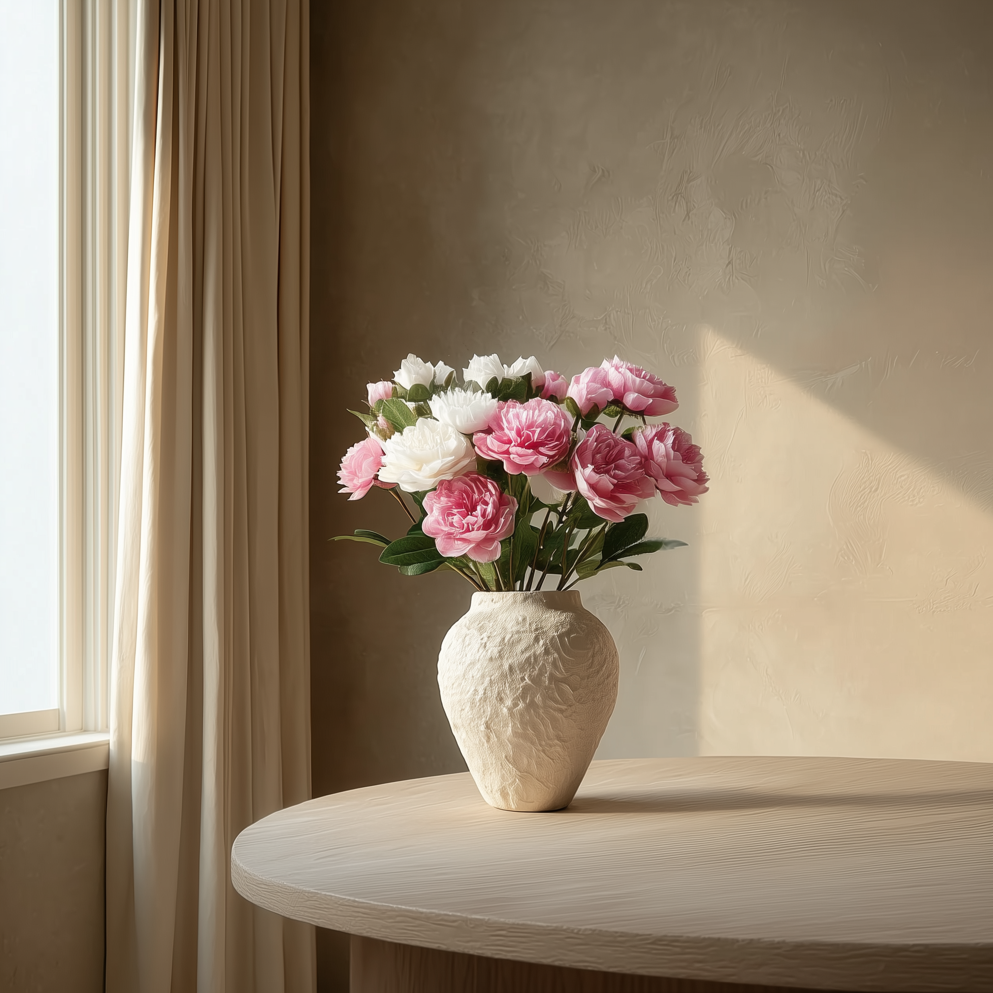 Kunstig Pionbukett Rosa & Hvit